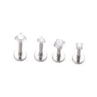 ASTM F136 Internally Threaded Bezel Set Zircon Labret Stud Titanium Body Jewelry