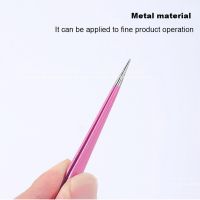 Stainless Steel Tweezers Rhinestones Pick Up Clip 1pcs Eyelash Extension Manicure Tool Nail Tweezers Double Sided Tweezers Adhesives Tape