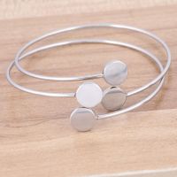 2pcs Stainless Steel 10mm Circle Pad Wire Bracelet Bangle Bezel Blanks Diy Bracelets Making Accessories