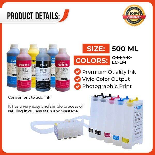 epson printer 3 in 1 Yasen Pigment Ink 500ml 6 Colors Waterproof Ink