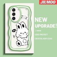 JIUMOO เคสปลอกสำหรับ Samsung S22บวก S22พิเศษ5G เคสโทรศัพท์ลายขอบซิลิโคนแบบน้ำแบบนิ่มดั้งเดิมลายคลื่นการ์ตูนกระต่ายน่ารักเคสป้องกันกล้องเลนส์คลุมทั้งหมดเคสฝาครอบเคสนิ่ม