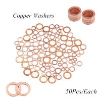 50Pcs Copper Sealing Washer Solid Gasket Sump Plug Oil 6Sizes For Boat Crush Washer Flat Seal Ring Tool Hardware Accessories