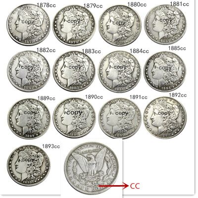 เหรียญสหรัฐเหรียญดอลลาร์แต่งบ้าน1878-1893 -Cc 13ชิ้นเหรียญเคลือบเงิน