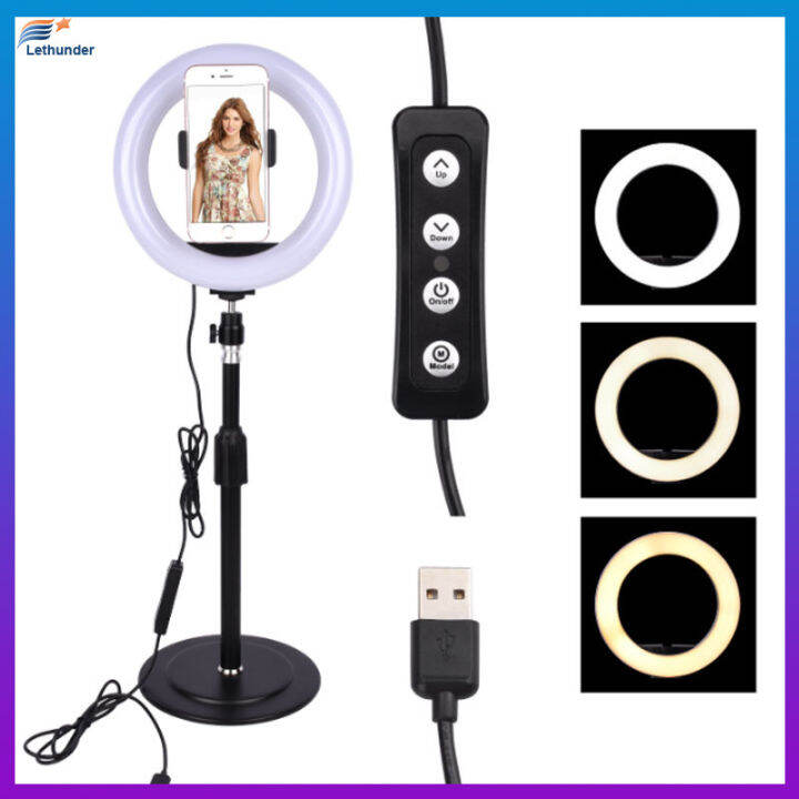 round-led-fill-light-dimmable-telescopic-stand-สำหรับโทรศัพท์มือถือวิดีโอ-live-selfie-photography