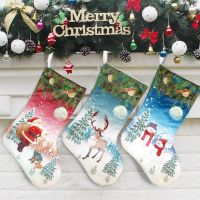 Christmas Socks Candy Bag Cartoon Print Stockings Gift Bags Pendants Christmas Decorations For Home Xmas Ornaments Navidad 2023 Socks Tights