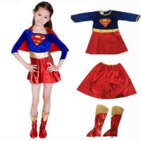 KD10 ชุดเด็กหญิง คอสเพลย์ ชุดซุปเปอร์เกิร์ล ซุปเปอร์เกิร์ล Dress for Children Girl Supergirl Suit Costume Superhero Movie Cosplay Fancy Outfit