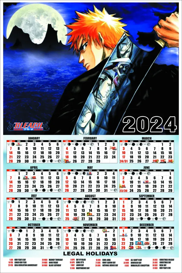 Anime 2024 Poster Calendar, calendario animes 2024