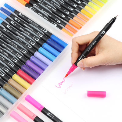 [COD] ปากกามาร์กเกอร์สองหัวอเมซอนปากกาสีน้ำหัวอ่อนชุดภาพวาดสำหรับเด็กปากกาสีน้ำอุปกรณ์ศิลปะ