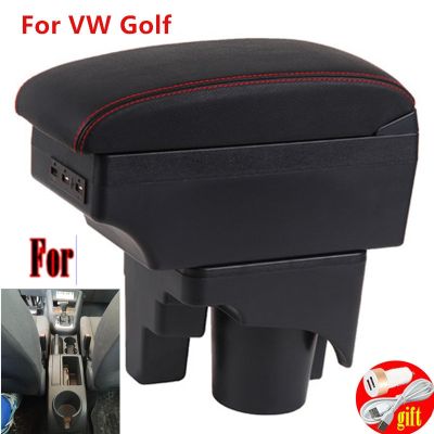 สำหรับ VW Golf V ที่วางแขน V สำหรับ VOLKSWAGEN GOLF 5 MK5 V GOLF 6 MK6 VI กล่องเก็บของตรงกลางที่เท้าแขนในรถภายในพร้อมไฟ LED USB