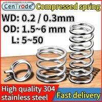 10 Pcs 304 Stainless Steel Spring Wire Diameter 0.2/0.3mm Compression Pressure Helical Coil Compression Spring Length 5-50mm