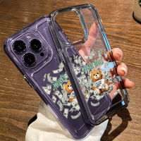 For IPhone 14 Pro Max 11 IPhone Case Thickened TPU Soft Case Clear Case Shockproof Cartoon Bear Compatible with For 12 Pro Max