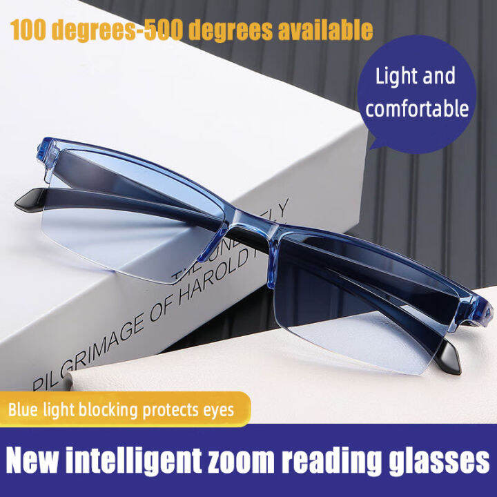 Frameless all-in-one smart zoom reading glasses, anti-blue light, no ...