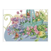 Bird and Flower Basket Pattern Cross Stitch Kits DIY Handmade Needlework 14CT Canvas Embroidery Set Home Decor