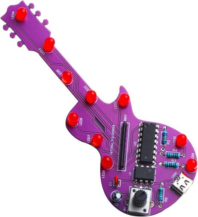 LED Chaser Circuits Using IC 4017 + NE555 Solder Kit Guitar Shape
