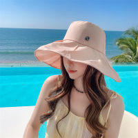 หมวกกันแดดหญิงระดับสูงป้องกัน UV ในฤดูร้อน,กลางแจ้ง,ขอบใหญ่,ม่านบังแดด,Topi Bucket,สีทึบ,ป้องกันใบหน้า,Mumot5เด็ก