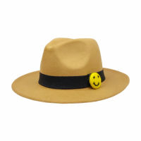 ผู้หญิงสีเหลืองยิ้มหมวกคาวบอย Fedora แจ๊สหมวกหวาน T Rilby พรรคอย่างเป็นทางการปานามาหมวกชุดหมวกคาวบอย