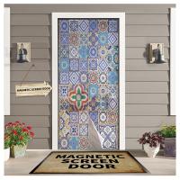 【LZ】✽  Moroccan Tiles Colorful Arabesque Magnetic Screen Door Curtain Home Summer Window Mosquito Net for Kitchen Bedroom