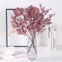 Artificial Eucalyptus Flowers Plants Leaves Long Plastic Pole Silk Fake Plants for Home Wall Decoration Wedding Shooting Prop