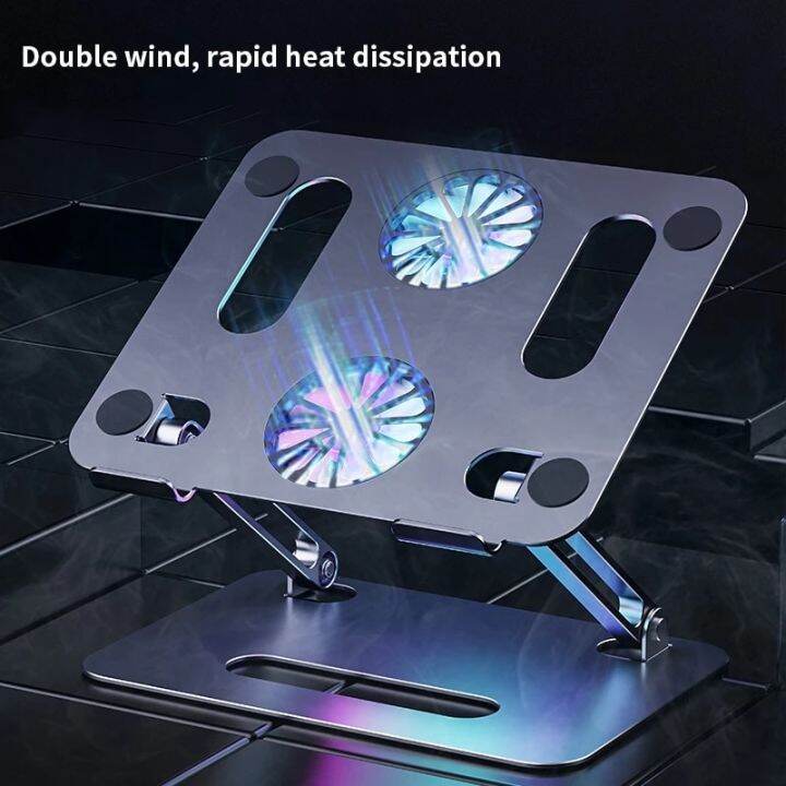 Laptop Stand Cooling Fan Desk Portable Adjustable Foldable Computer