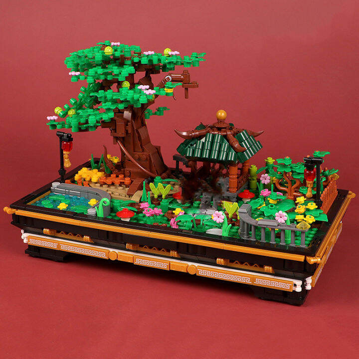 เหล่านี้00903-eternal-plant-locust-tree-pavilion-river-grass-garden-bonsai-pot-mini-blocks-อิฐของเล่นสำหรับเด็กไม่มีกล่อง