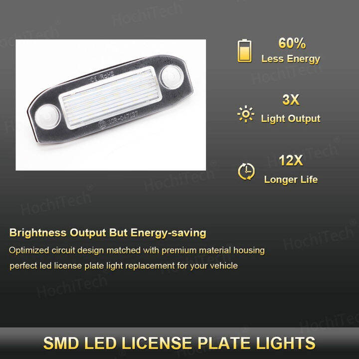 หลอดไฟป้ายทะเบียน-led-สีขาว2ชิ้นสำหรับ-volvo-s40-ii-2004-2012โคมไฟป้ายทะเบียน