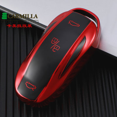 เคสกุญแจรถ TPU สำหรับ Tesla รุ่น S รุ่น3 Model X Car Remote Smart Key Cover Case ซองใส่พวงกุญแจ Fob