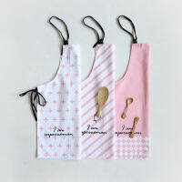 Pink cotton apron couple models fashion kitchen home cooking baking couple aprons