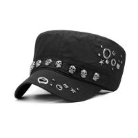 Autumn Flat Peaked Baseball Caps Men Fitted Spring Rivet Rock Hip Hop Punk