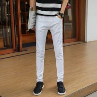 CODluba03411 Mens Slim Jeans Slim Feet Pants White Trousers Youth Mens Denim Trousers Seluar Jeans Lelaki Ramping Seluar Kaki Langsing Seluar Putih Seluar Denim Lelaki Muda