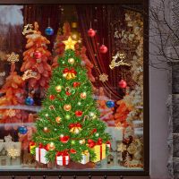 Christmas Tree Decoration Glass Windows Wall Stickers Snowflake Living Room Decals Festival Home Decor Happy New Year Wallpaper