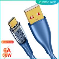 ที่ชาร์จโทรศัพท์มือถือแบบใสสายข้อมูลเร็วสายชาร์จ USB สายเคเบิล Type C PD 66W ของ GYHTEP