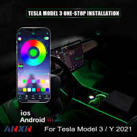 Neon Light Tubes RGB Interior LED Strip Lights with App Controller For Tesla Model 3 Model Y Center Console Dashboard Light