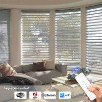 Blackout Shangri-la shades for living room smart control electric motorized automatic shangri-la blinds