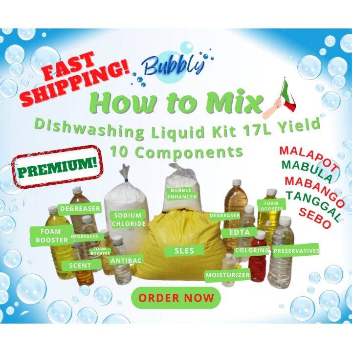 BUBBLY DIY Dishwashing Liquid Kit 160 Liters Yield (13 Components
