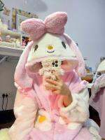 Rabbit Hooded Coral Velvet Sleepwear ผู้หญิง Winter 2023 New Merotti Sleepwear ขนแกะ Thicken Sleepwear จัดส่งจากกรุงเทพฯ