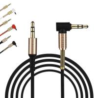 อะแดปเตอร์สายแจ็คเสียง1M 3.5Mm,ตัวแปลงตัวผู้ไปยังตัวผู้มุมขวา90องศามุมแบน Aux