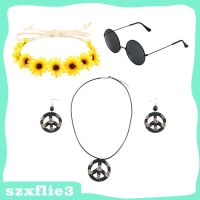 [ Hippie Costume Accessories Set Earrings Cosplay Fancy Dress 60S 70S Dressing