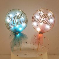 Happy Birthday Cake Topper With Lights Luminous Iron Baby Shower Cake Toppers DIY Birthday Party Baking Decoration