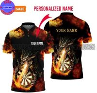 Xzx180305 Personalized Name Darts 3D Printed Summer Polo POLO shirt Unisex Darts Athlete Team POLO POLO shirt polo POL-64 (Private Chat Free Name&amp;Logo Change)