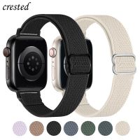 Slim Stretchy Strap For Apple Watch Band 40mm 41mm 38mm 44mm 45mm 49mm 42mm Nylon loop bracelet Iwatch Series 7 SE 6 5 3 8 Ultra Straps