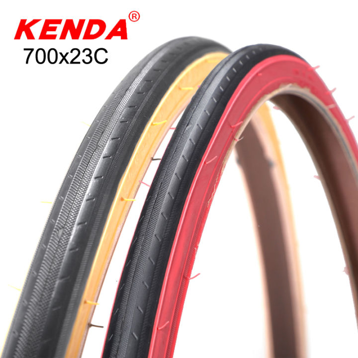 kenda-ยางจักรยานแบบเรโทร700c-ยางจักรยานเสือหมอบ700x23c-น้ำหนักเบา430g-ยางจักรยานฟิกซ์รถแข่งสีแดงสีเหลืองด้านข้างยางสีเหลือง110psi-k193