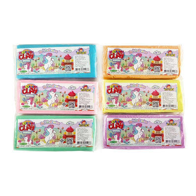 คิดอาร์ท ดินน้ำมัน สูตรนิ่ม สีพาสเทล 150g./ก้อน 6ก้อน/แพ็ค  Kidart Modeling Clay  150g./Pc.  6Colors (T150PT/6) /Set.