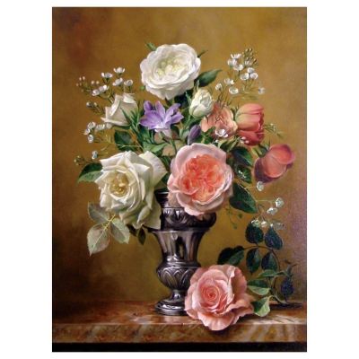 Beaded Embroidery Kits Roses and Vase Beadwork Accurate Printed Beads Cross Stitch Bead Art Stitchery Needlework Hobby Crafts