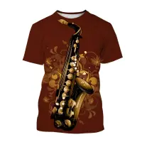 (in stock) 3D printed guitar and music mens T-shirt, round neck short sleeved top, summer wear, (free nick name and logo)