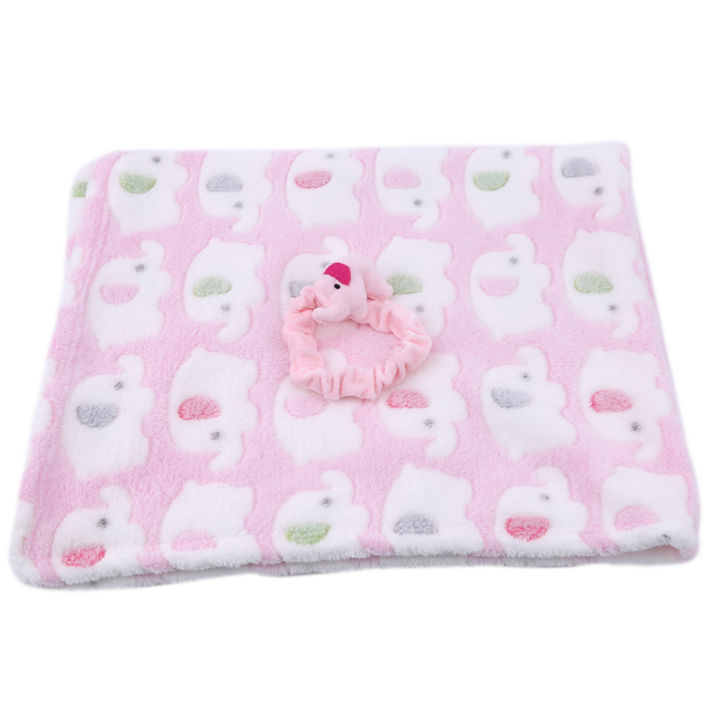 New Cute Elephant Cartoon Baby Blankets Newborn Elephant Air Conditioning Quilt Coral Velvet Pillow Quilt Dual Use