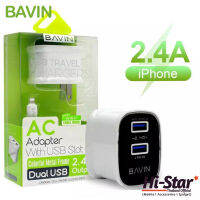 BAVIN หัวชาร์จ มาพร้อมสาย Lightning / Micro 2.4A AC Adapter With USB Slot รุ่น PC517