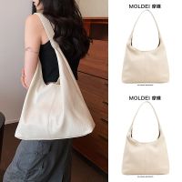 Summer white casual shoulder bag female 2023 new simple large-capacity commuting high-end soft leather tote bag 【QYUE】