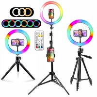 ✠☃ Ring Light RGB Lamp Ring Round With Tripod For Smartphone Mobile Led Video Light Ring To Make Youtube Photography Lighting