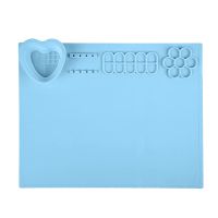 1 Pcs 20 X 16 Inch Silicone Art Mat Silicone Craft Mat Silicone Painting Mat for Resin Casting with Cup for Draw Blue