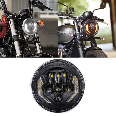 7 Inch Motorcycle LED Headlight High Low Sealed Beam White DRL Yellow Turn Signal Light for Harley Yamaha Projector Headlamp